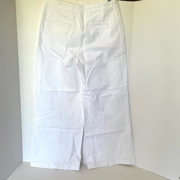 Tory Burch Wide Leg Crop Pant Womens 27 White Jacquard Cotton Culotte Summer - Picture 4 of 13